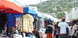 Flea market in session in Castries