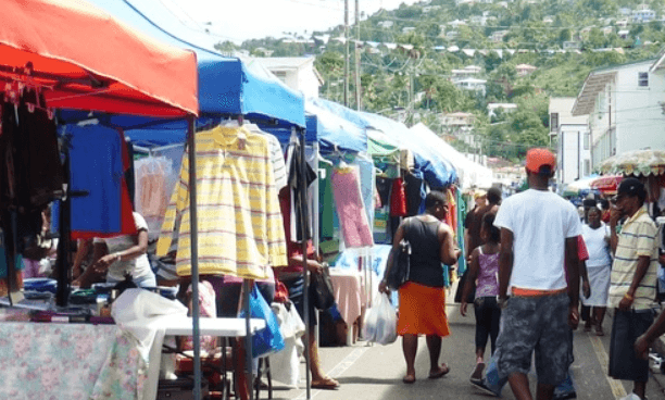 Flea market in session in Castries