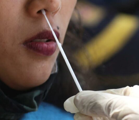 Nose swab test for COVID-19.