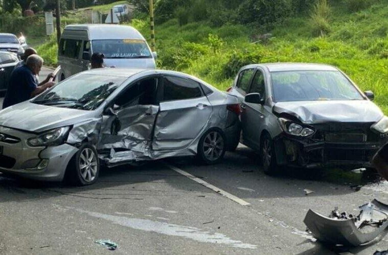 Multiple vehicle collision at Union, Castries.