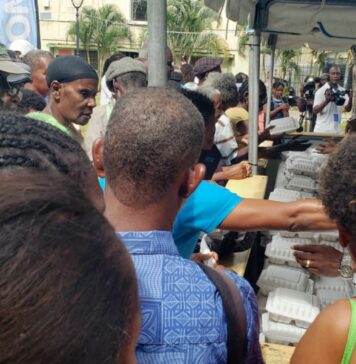 FLOW Saint Lucia feeds the poor in Castries.