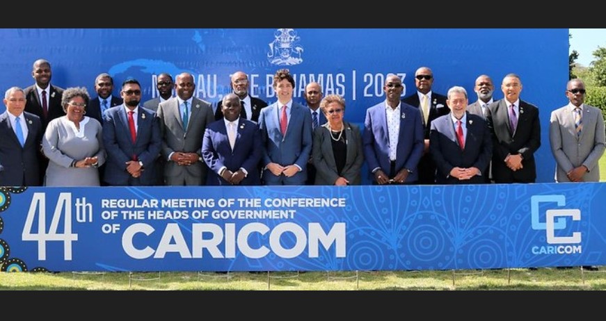 CARICOM leaders pose for photo with Canada's Prime Minister Justin Trudeau.