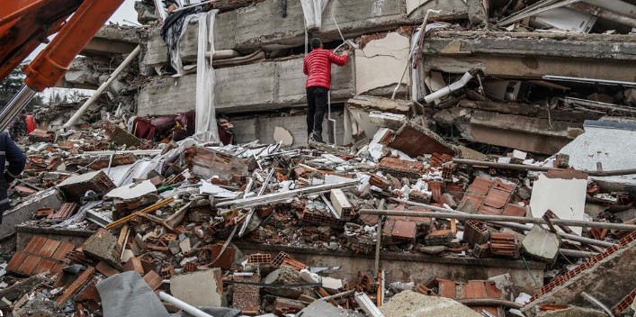 Rubble of Turkey earthquake