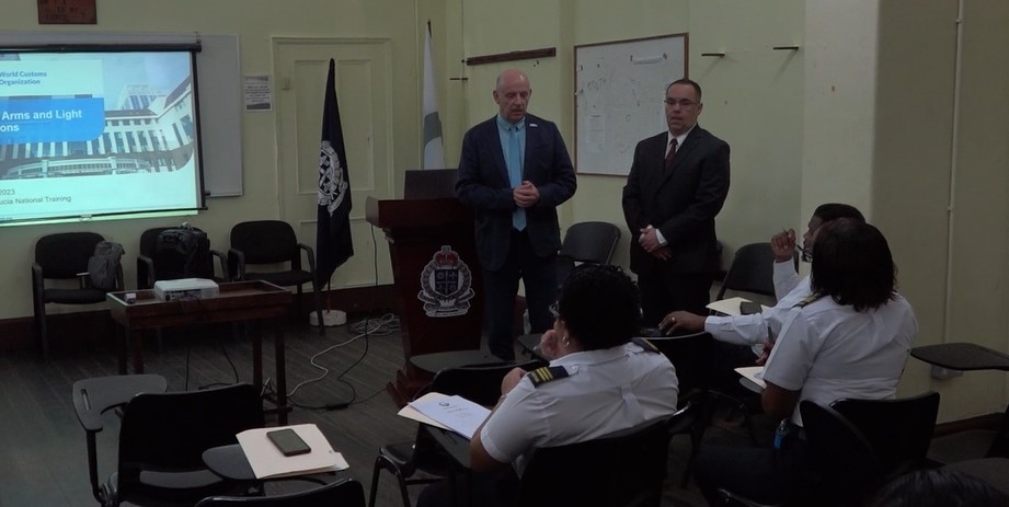 Saint Lucia and US officials at a Customs training course on the detection of illegal firearms.