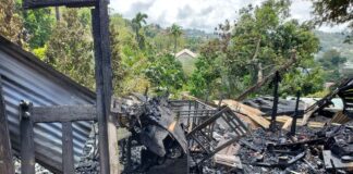 Charred ruins of La Pansee, Castries fire.
