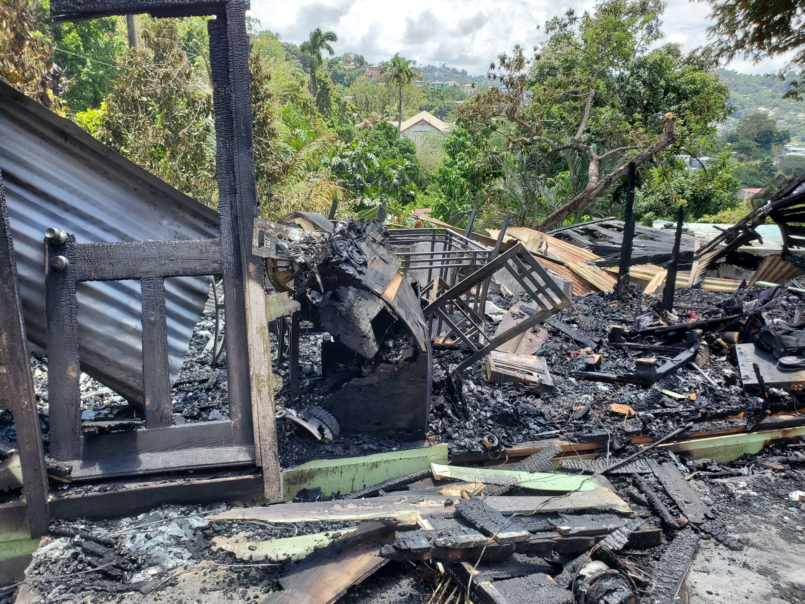 Charred ruins of La Pansee, Castries fire.