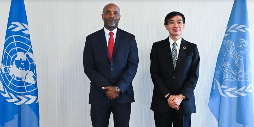 Mr. Rodney Taylor, Secretary-General of the Caribbean Telecommunications Union, and Mr. Masahiko Metoki, Director General of the United Nations Universal Postal Union, at the signing of an MoU between the organisations in Geneva, Switzerland.