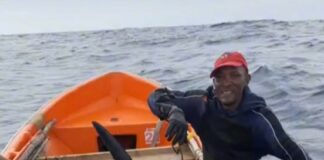 Deceased fisherman Gavin Evans aboard fishing vessel.