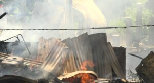 Charred remains of a house that fire destroyed at Gros Islet.