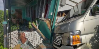 Bus crashes into house at Pavee, Castries.