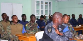 Regional Security System officers at a briefing session in Saint Lucia.