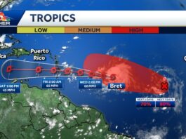 Tropical Storm Bret tracking