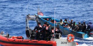 United States Coast Guard intercepts illegal migrants aboard grossly overloaded vessel off Puerto Rico.