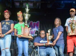 Winners in the inter-commercial calypso competition.