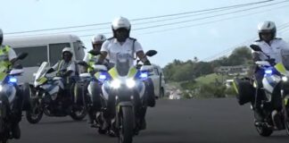 Police officers on motorcycles.
