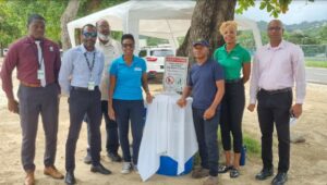 Organisers of the Vigie beach anti-litter initiative pose for a photo.