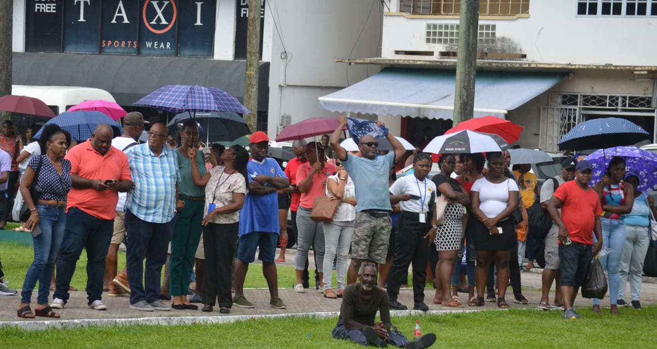 Crowd at Derek Walcott Square to support Julien Alfred.