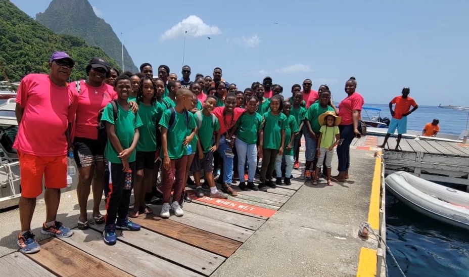 Police youth camp participants pose for photo.