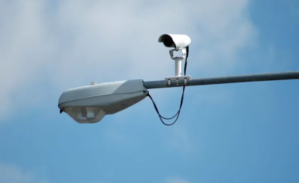 Street Light with surveillance camera.