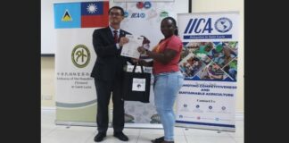 Taiwanese Ambassador presents certificate to participant.