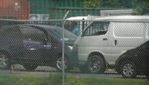 Two vehicles collide in Castries.