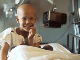Young Girl Receiving Chemotherapy.
