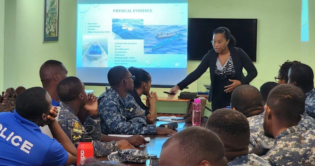 Regional Security System Coast Guard officers at asset recovery training session.