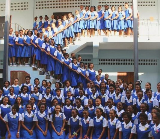 St. Joseph's Convent students pose for photo.