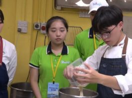 Taiwanese Youth Ambassadors demonstrate baking techniques during visit to Saint Lucia.