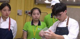 Taiwanese Youth Ambassadors demonstrate baking techniques during visit to Saint Lucia.