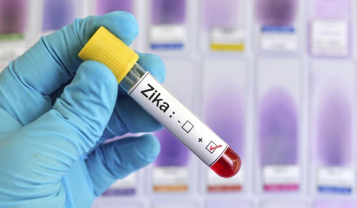 Blood in a test tube marked Zika positive.
