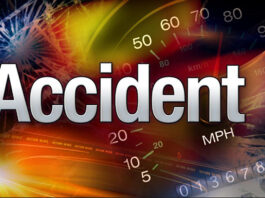 Graphic art with the word 'Accident' against the background of a speedometer.