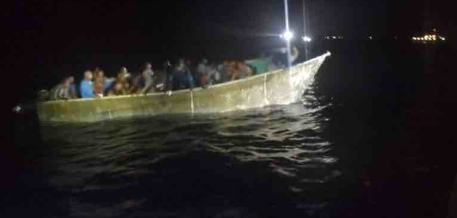 Illegal Caribbean Migrants in Makeshift Vessel At Sea