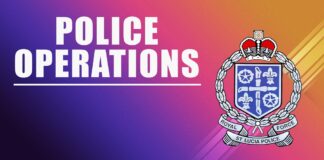 Graphic artwork 'Police Operations' written against multi-coloured backdrop with Royal Saint Lucia Police Force logo to the right.