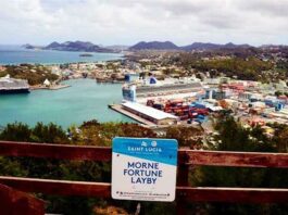 Scenic view of Castries from Morne layby.