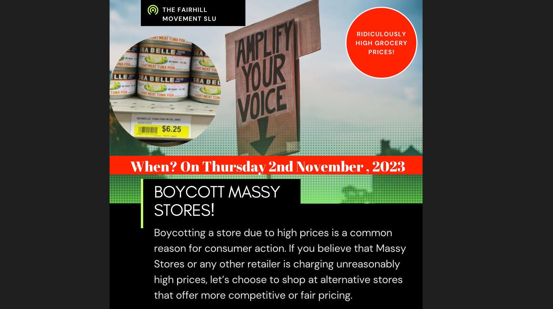 Boycott Massy Stores flyer