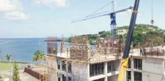Marriott Hotel Construction underway at Pointe Seraphine, Saint Lucia.