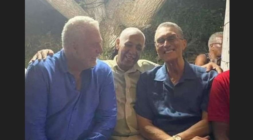 (Left to Right) Allen Chastanet, Cecil Lay and Kenny Anthony share a light moment.