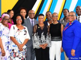 Officials pose for a photo after signing twinning agreement between the Cities of Castries in Saint Lucia and Point Fortin in Trinidad and Tobago.