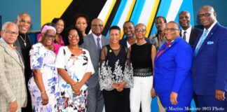 Officials pose for a photo after signing twinning agreement between the Cities of Castries in Saint Lucia and Point Fortin in Trinidad and Tobago.