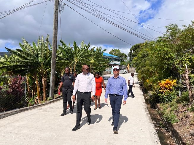 Education Minister and Taiwanese Ambassador on tour of Dennery North projects.