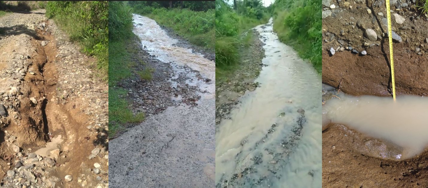 Photo collage showing deterioration of Guyabois Road.