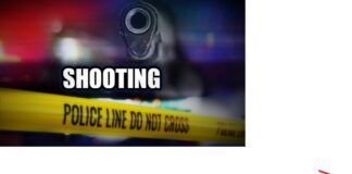 Graphic art with the word 'Shooting' in white letters below a handgun muzzle.