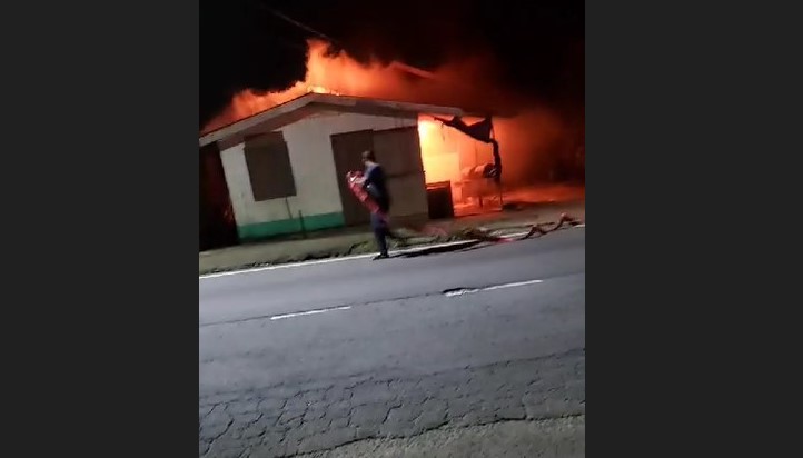 Grande Riviere, Dennery Canteen in flames.