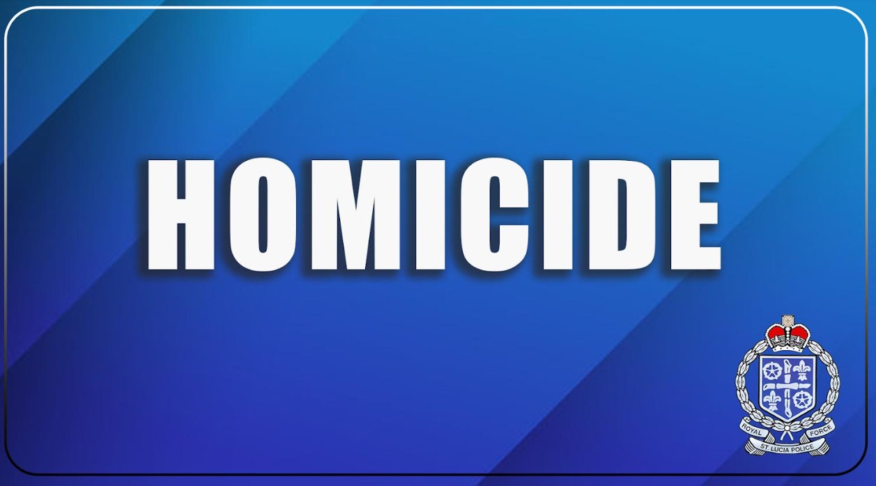 The word 'homicide' written in white against a blue background and the police logo printed on the bottom right.