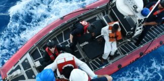 Illegal Caribbean migrants interdicted at sea by the United States Coast Guard.