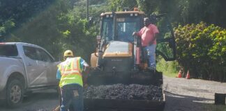 Road repair at Beausejour, Gros Islet.