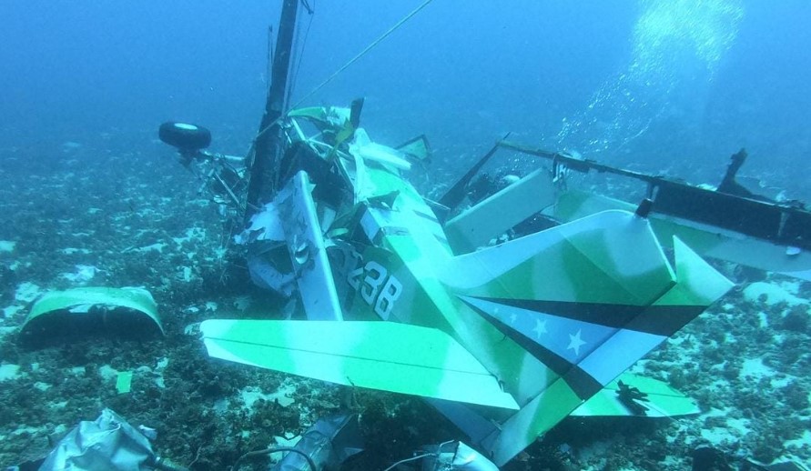 Wreckage fo plane which crashed en route to Saint Lucia from Bequia.