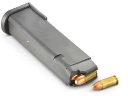 Firearm magazine with bullets.