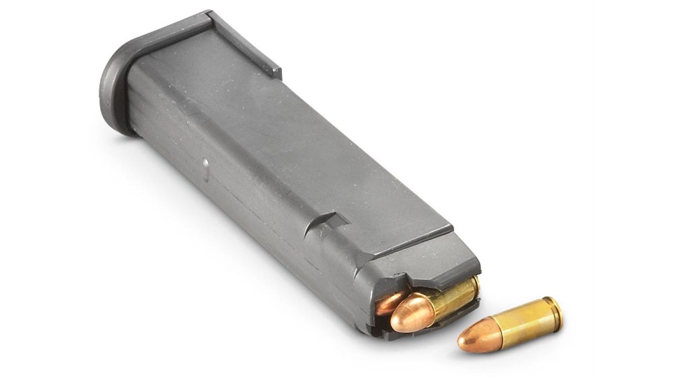 Firearm magazine with bullets.